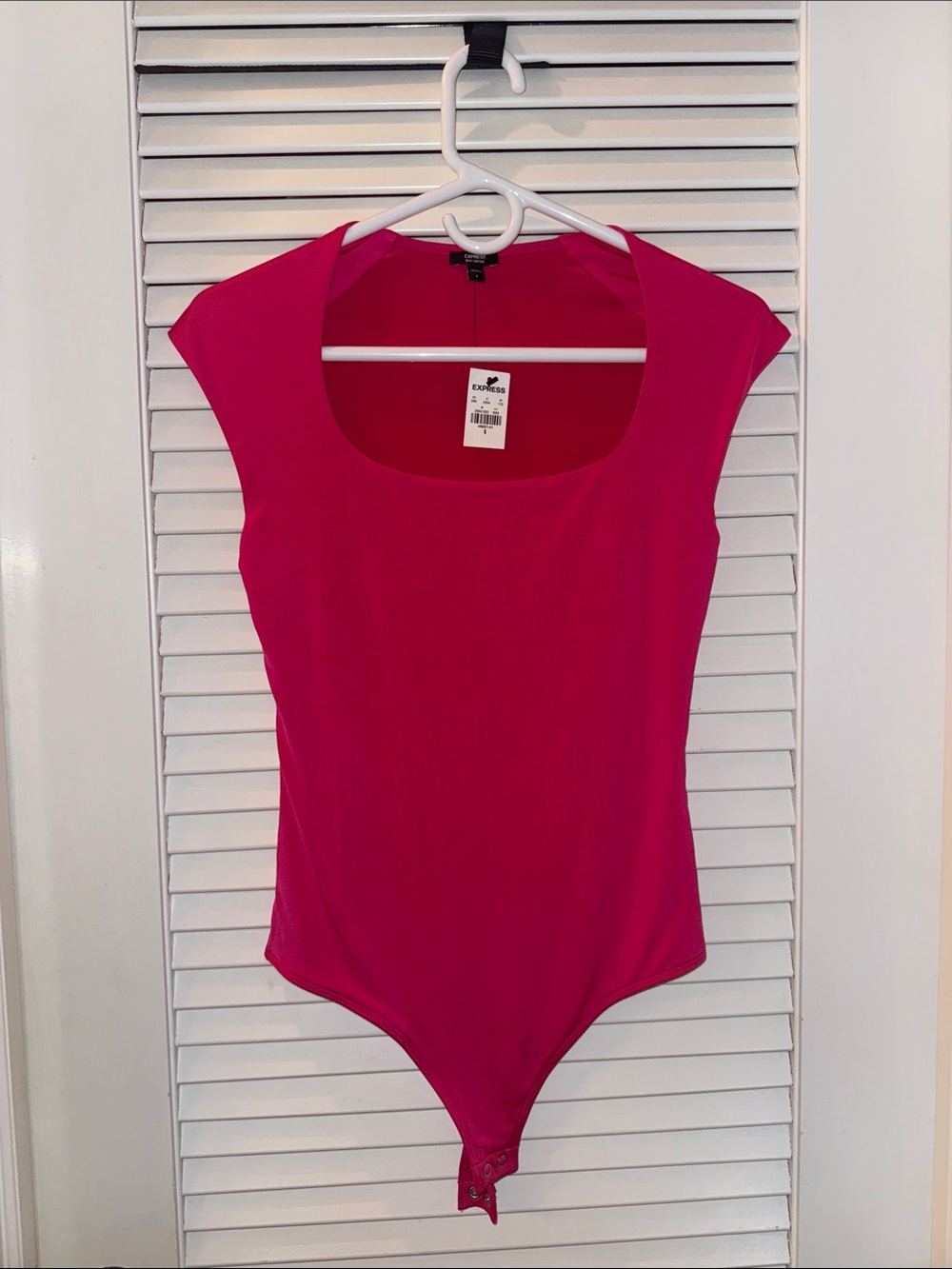 Express Hot Pink Scoop Neck Cap Sleeve Bodysuit